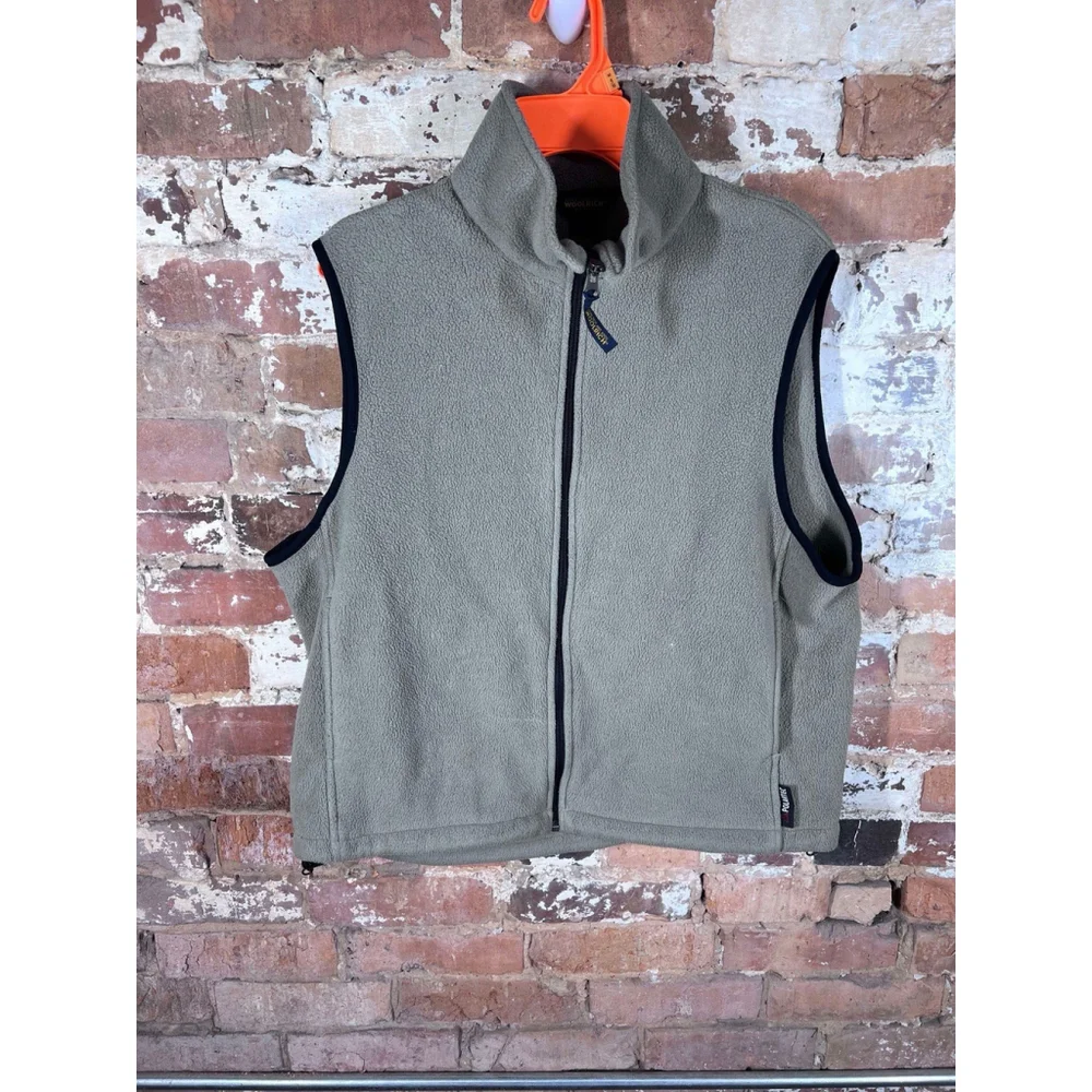 Woolrich Vest Mens Large? Grey Charcoal Heather Full Zip Fleece Sleeveless Outer